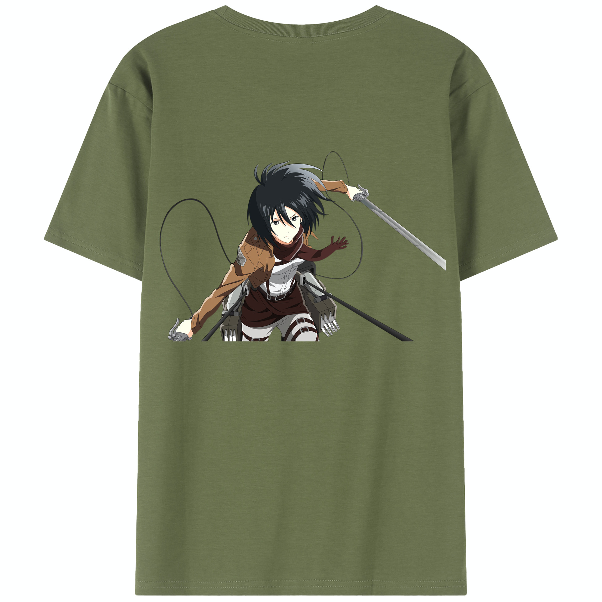 （画像用） 進撃の巨人 ミカサ·アッカーマン Attack on Titan Mikasa Ackerman 綿100％半袖Tシャツ（背面プリント）